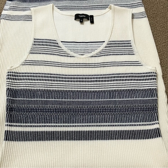 Theory Reverie Rib Tank Dress Striped Ribbed Knit Midi Maxi Bodycon size Medium - Picture 12 of 12